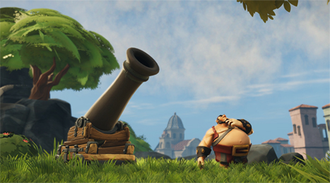 Personaje de un pirata y su cañón realizado con el motor de videojuegos Lumberyard
